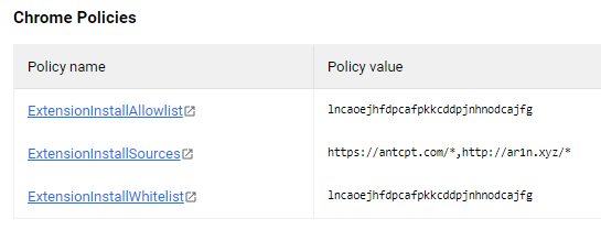 Chrome policy example